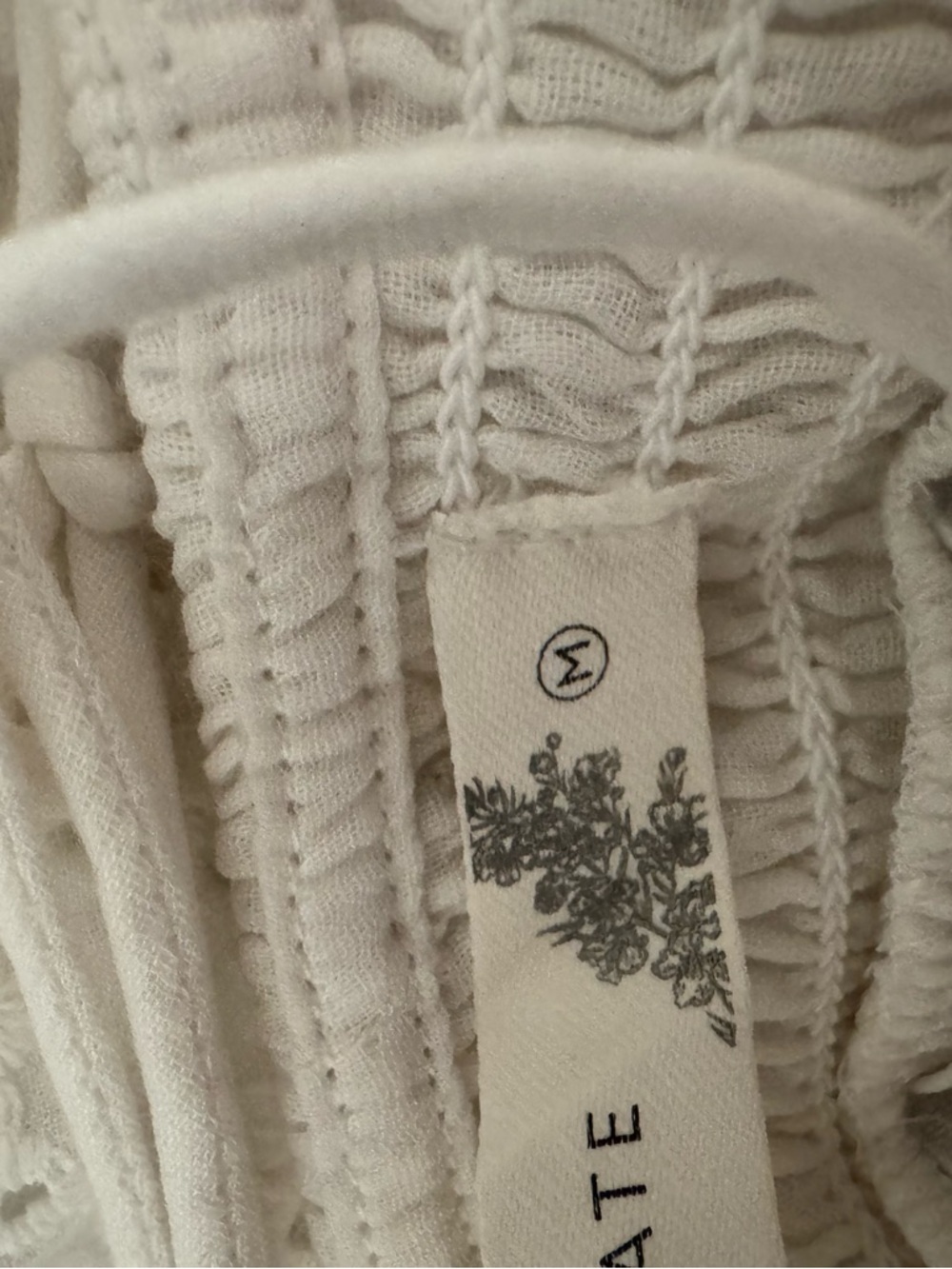 ALTAR’D STATE White Textured Halter Dress with Floral Label - Picture 4 of 6